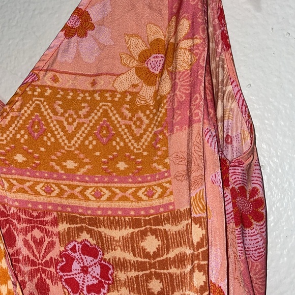 Free People Tied to You Tank Floral Pink / Brown Orange - Picture 2 of 6